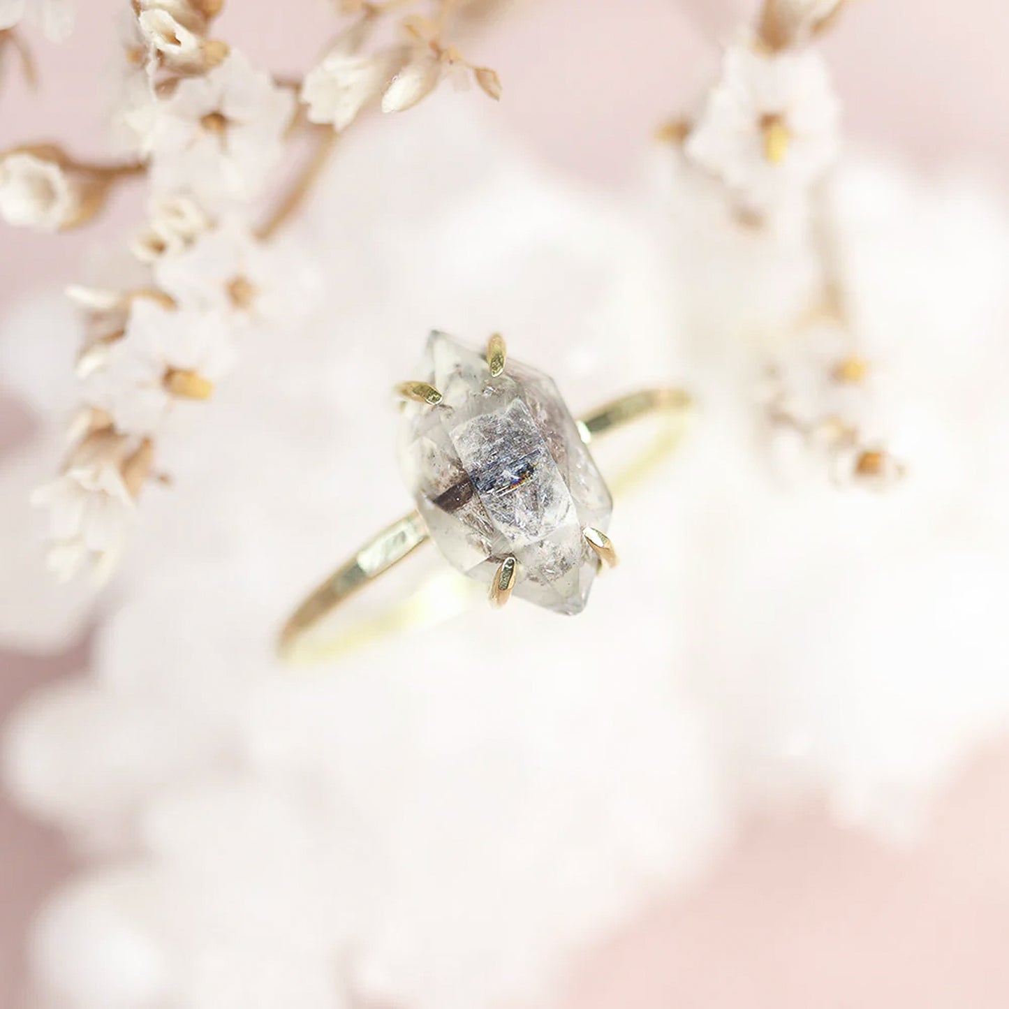Raw Herkimer Diamond Ring