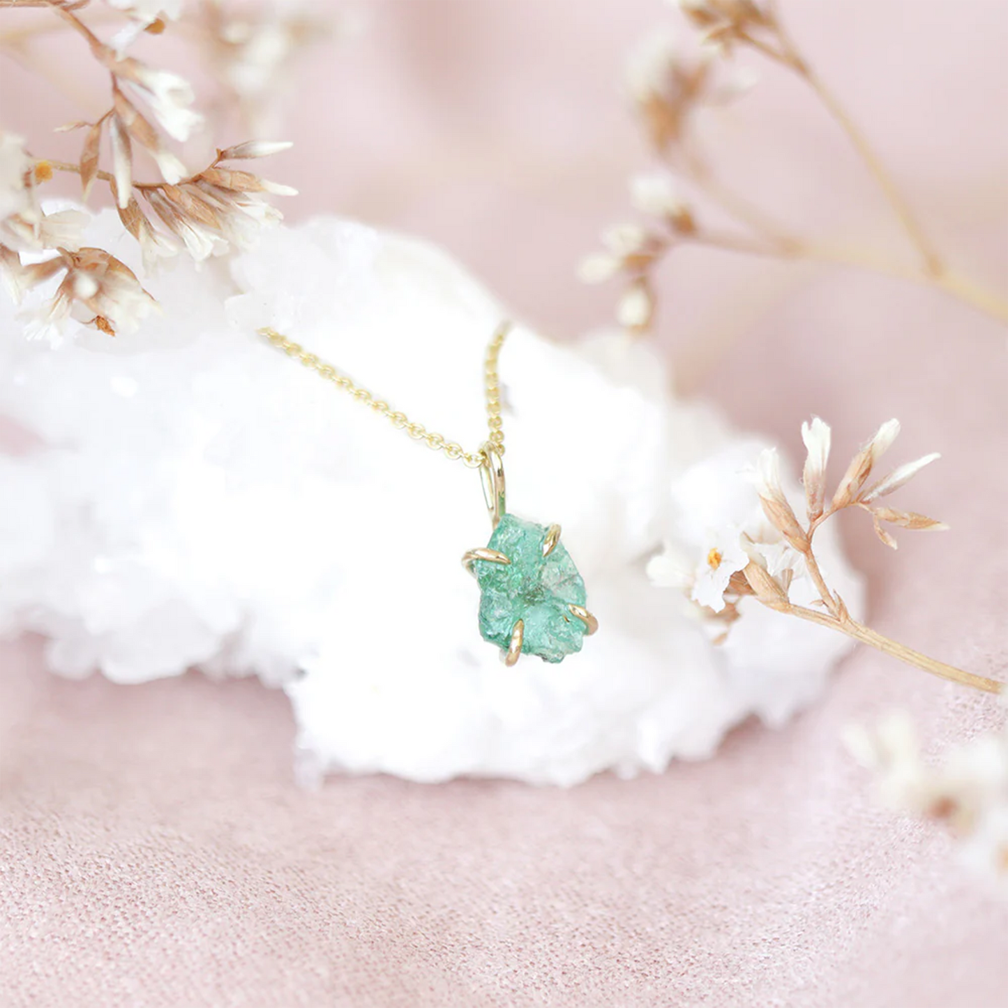 Raw Emerald Necklace