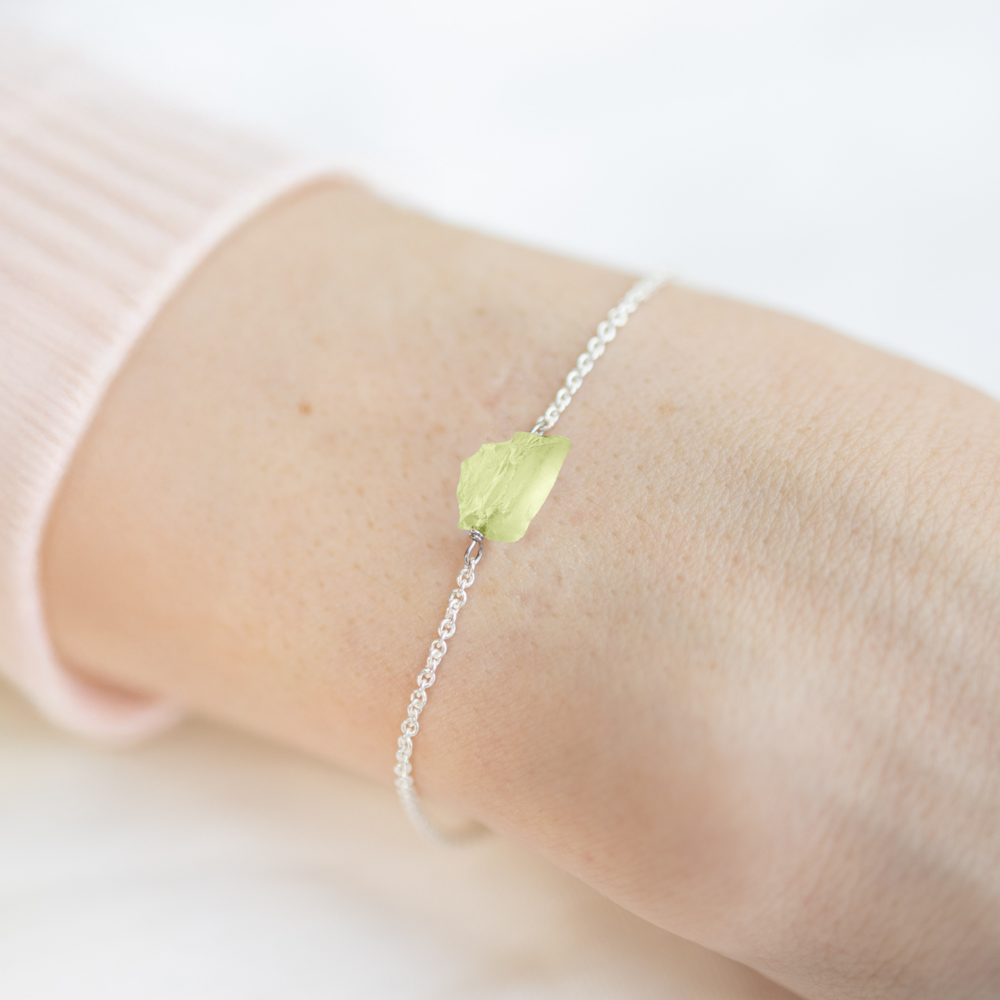 Raw Peridot Bracelet